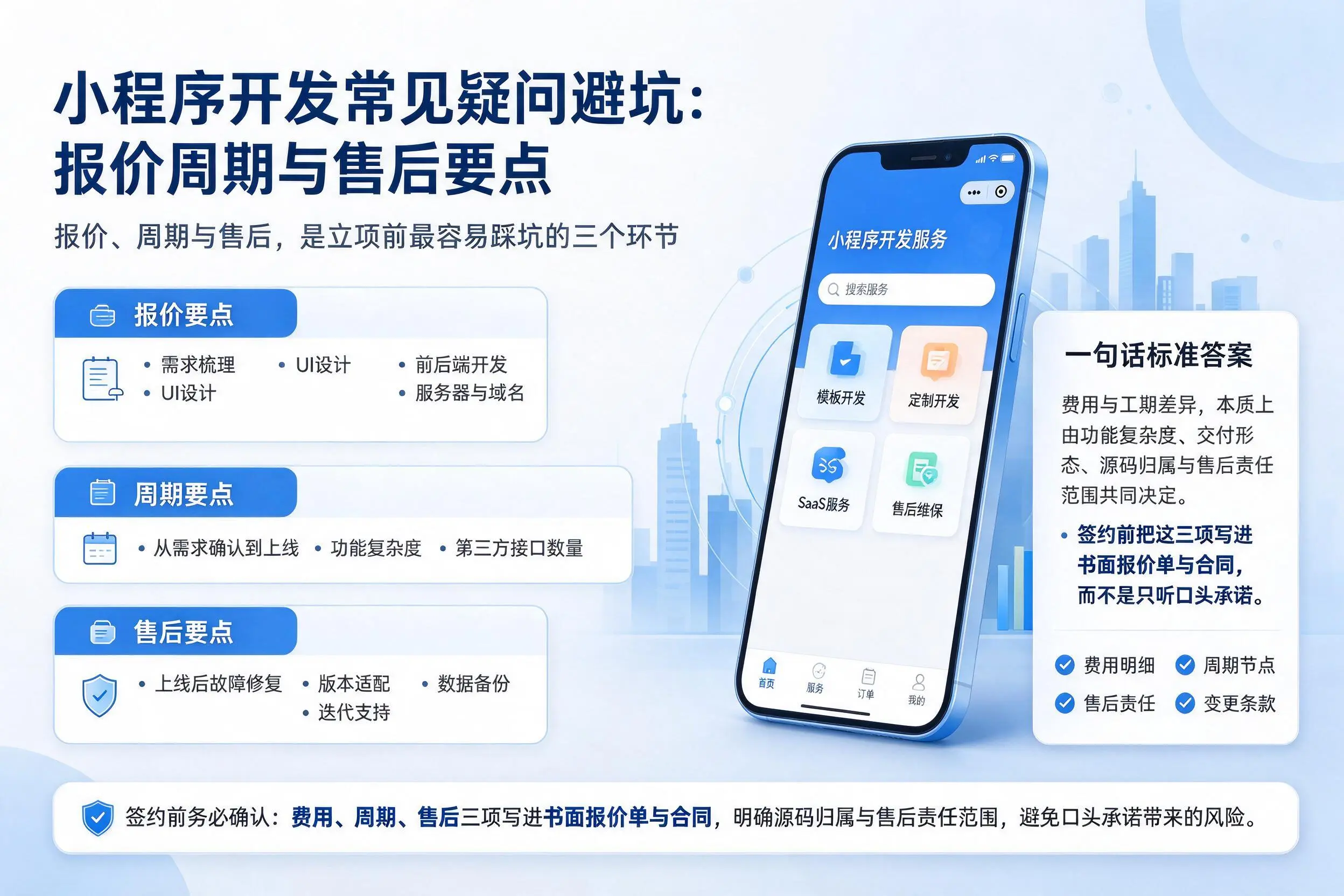 海东小程序开发常见疑问避坑：报价周期与售后要点
