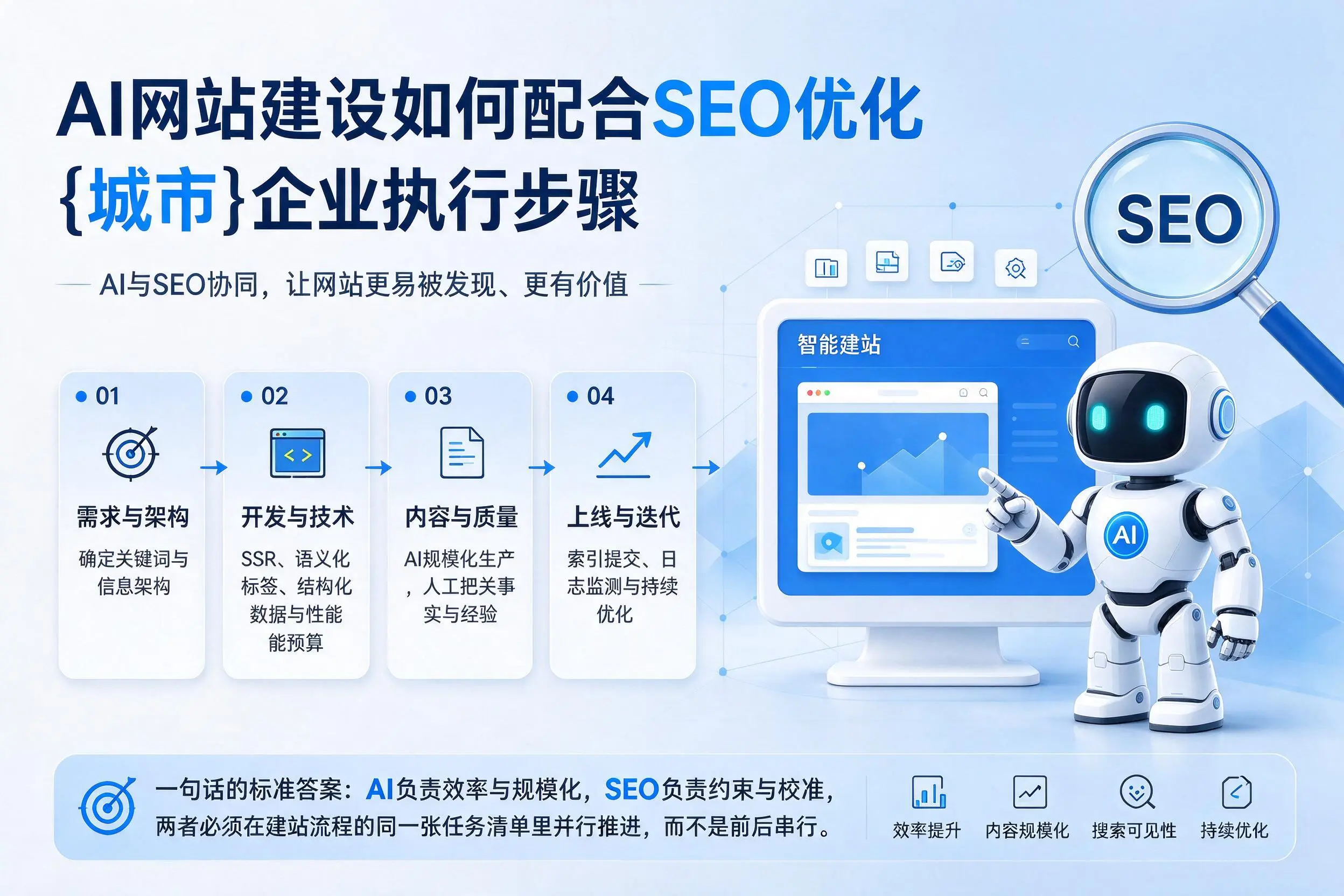 AI网站建设如何配合SEO优化，海东企业执行步骤