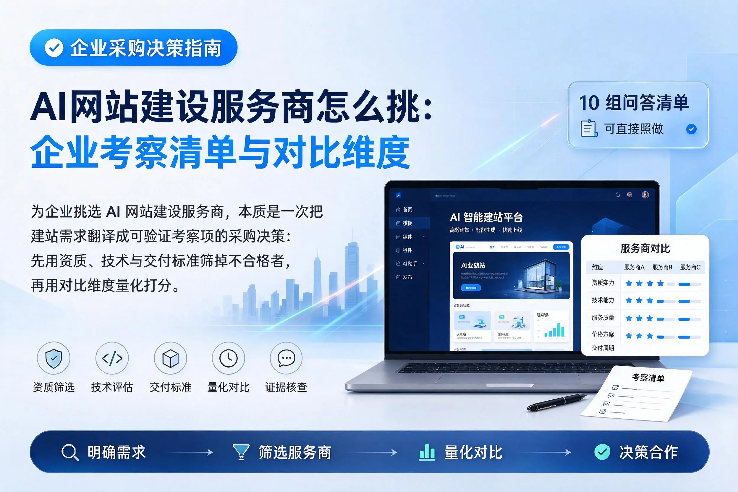 AI网站建设服务商怎么挑：海东企业考察清单与对比维度