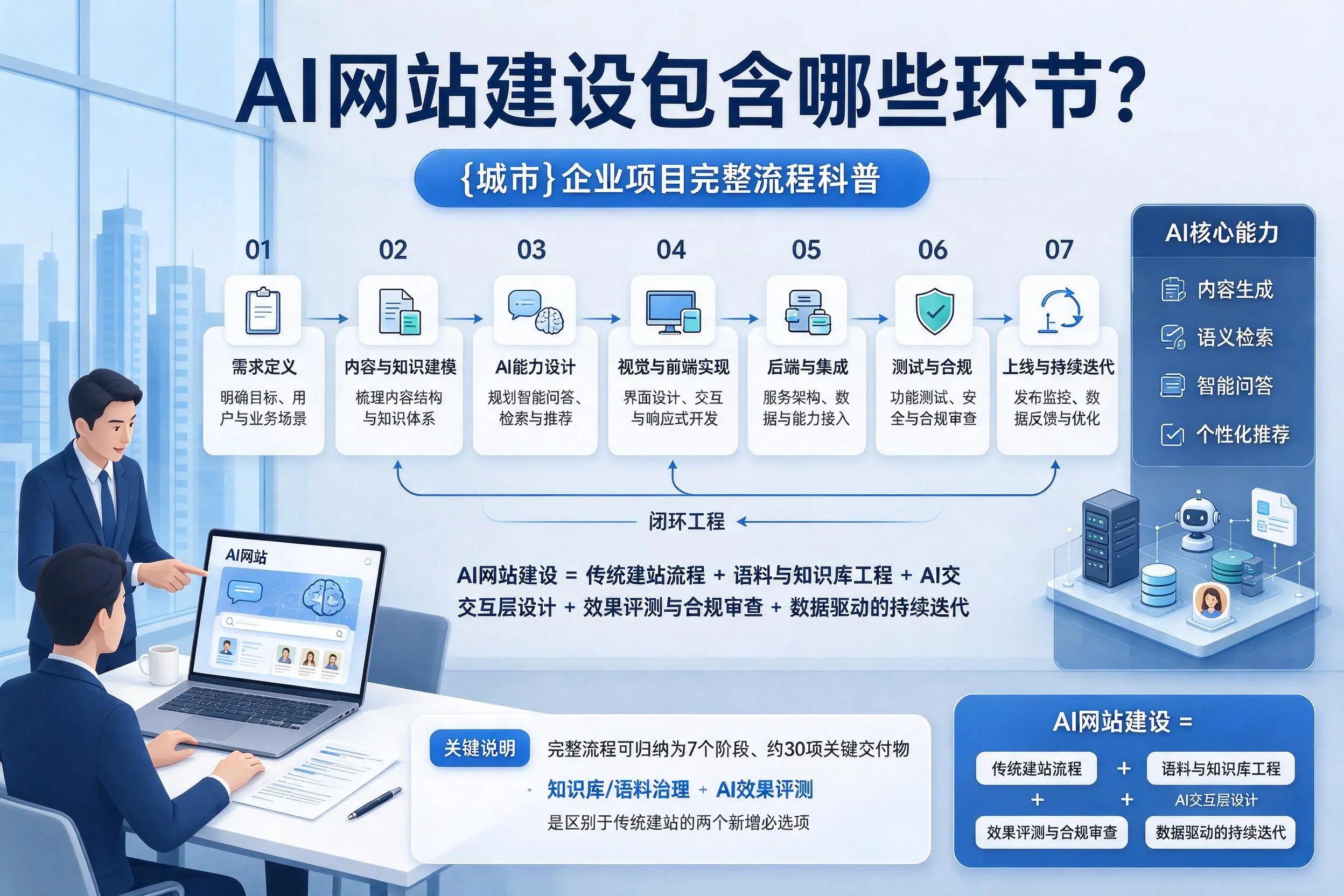 AI网站建设包含哪些环节?海东企业项目完整流程科普