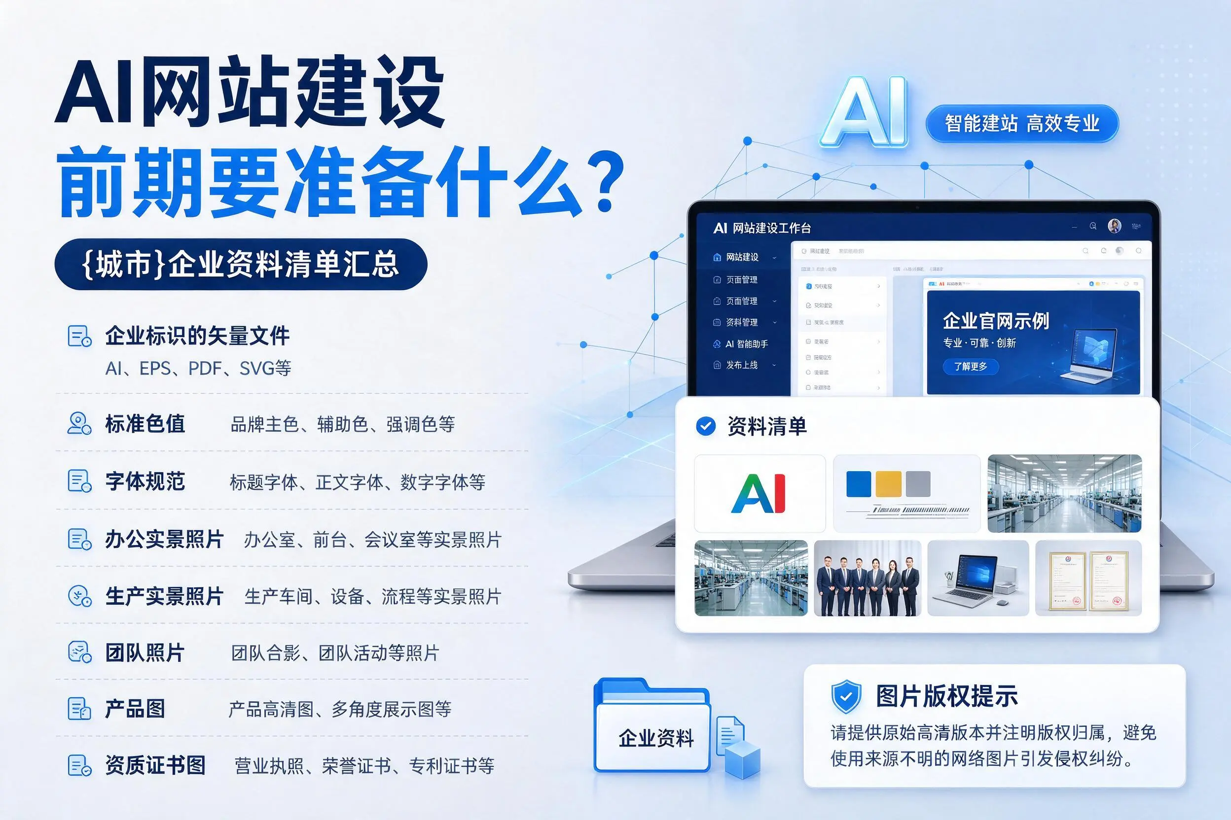 AI网站建设前期要准备什么?海东企业资料清单汇总