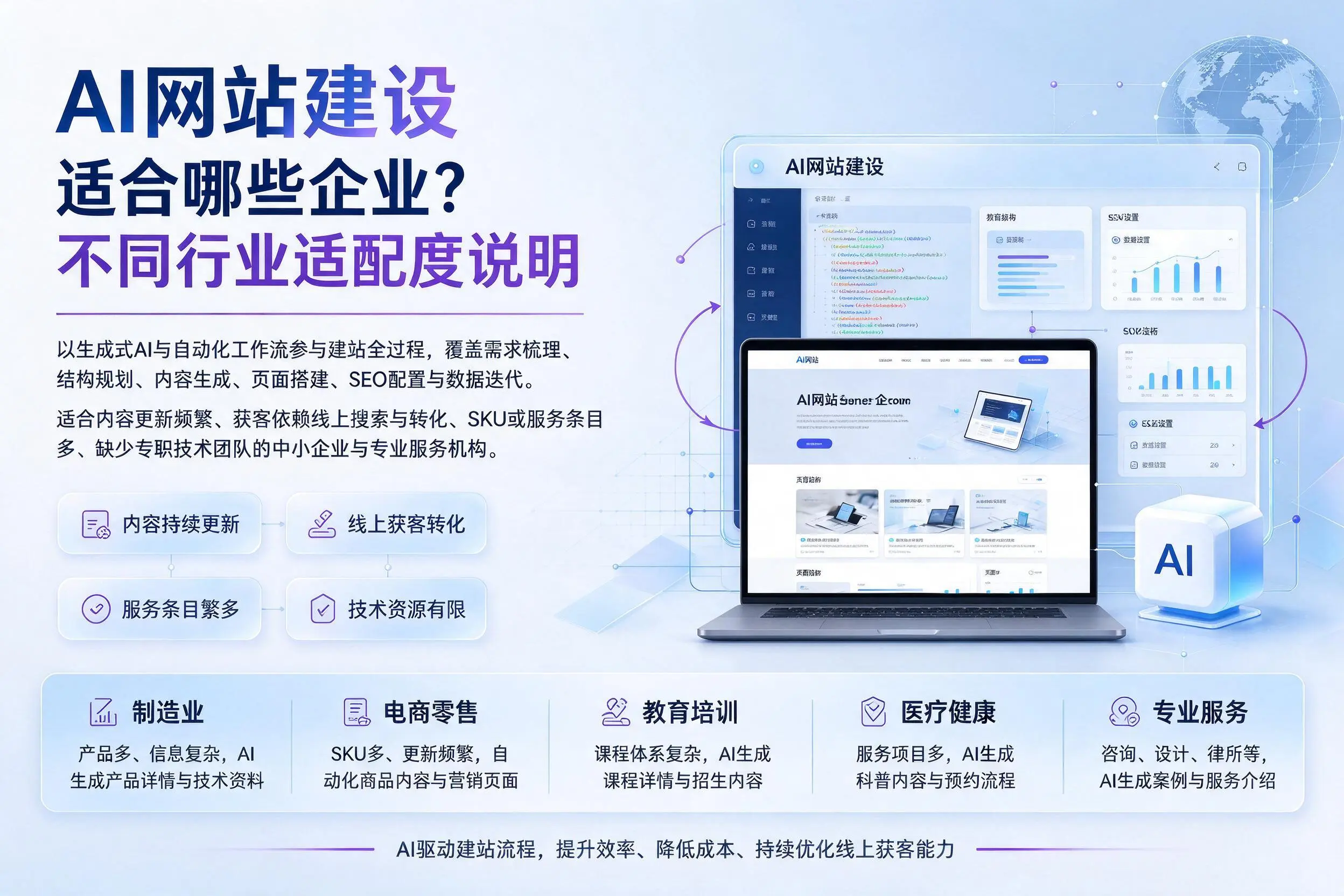 AI网站建设适合哪些企业？海东不同行业适配度说明